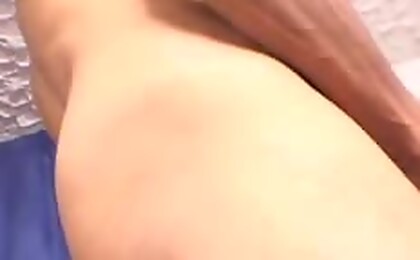 Hot hispanic stud jerking off his hard cock on the couch 