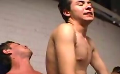 Nine amazing gays finally cum in massive orgy