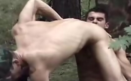 Hot army studs having some intense blowjob and anal action