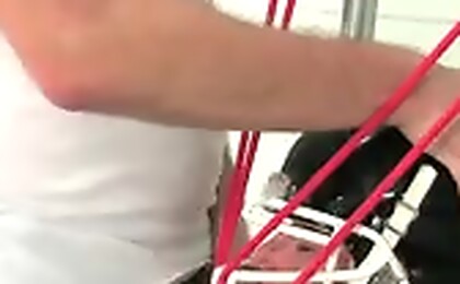Marc Dylan gets all strapped up for some man to man action!