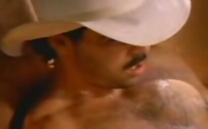 Farmer pleasing himself while he having a sexy bath outside
