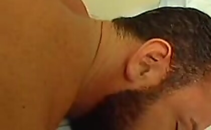 Handsome hairy man gets a hard on while watching a hot porn