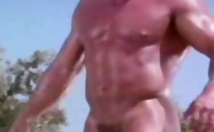 Watching a man masturbating by the pool, a gay man jerks off