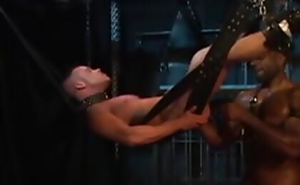 A white slave have a hard time with black master & his cock