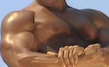 Really fitted & muscled gay man walking naked in the forrest