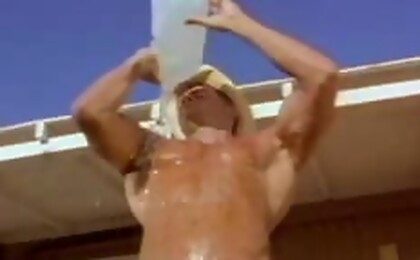 Lonely handsome guy lifting weight then having an orgasm!
