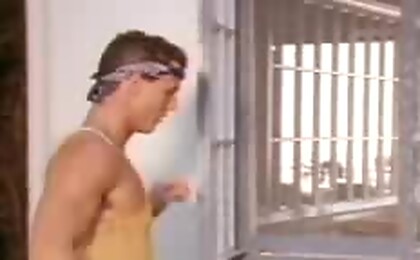 Worker man pull out his cock while watching another guy play
