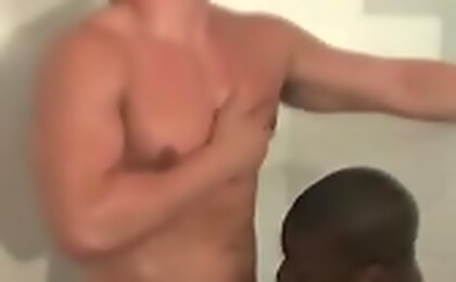 Some dirty but wet sucking & stroking dick under the shower!