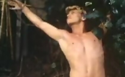 A naked smooth blond sex-slave gets pounded by two buddies.