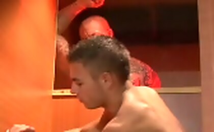 Devil Puts His Hard Cock In A Glory Hole While Enrico Sucks!