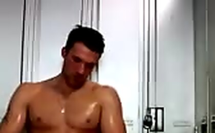 Trystan stretches, bends and pulls his cock to maximum hilt!